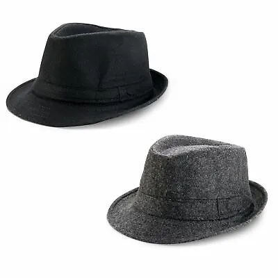 Men's Classic Thick Short Brim Manhattan Gangster Trilby Cap Panama Fedora Hat • $10.99