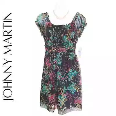 JOHNNY MARTIN Black Floral Dress 3 NWT! • $26