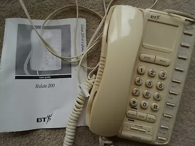 Telephone - BT Relate 200 - Home Phone - Corded - Cream - 10 Number Memory • £10