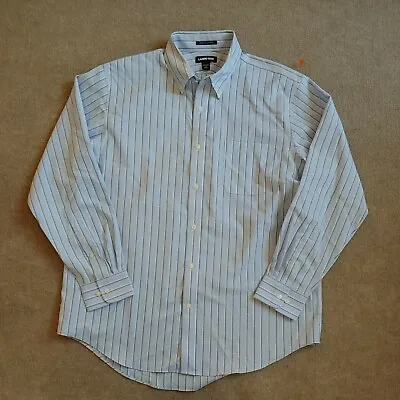 Lands' End 100% Cotton Supima No Iron Oxford Dress Shirt Men's Size 17 - 35 Blue • $26.36