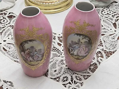 Vintage 2 Victorian Limoges  Encrusted Gold Platted - Decorative Trims Vases • $58