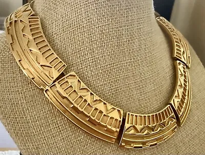 Rare Vintage Egyptian Revival Cleopatra Bib Collar Signed MONET C1970/80s Boxed • £75