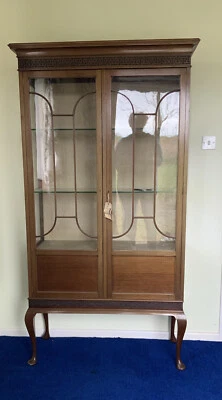£30 • Buy Pretty Antique Edwardian Double Door Display Cabinet Made By Denby & Spink Leeds