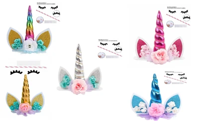 $14.49 • Buy 3D Unicorn Cake Topper Birthday Party Cake Decoration Topper Ears Eyelash Child