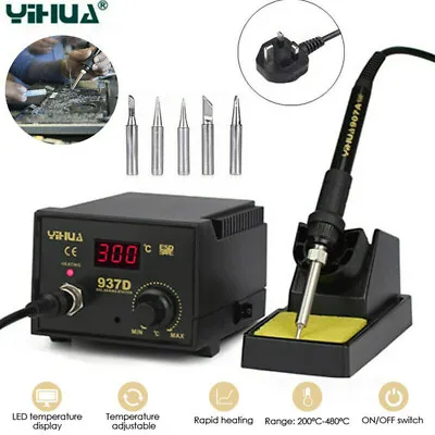 £36.99 • Buy YIHUA 937D 45W Soldering Iron Station Hot Air Digital Welding SMD Stand W/5 Tips
