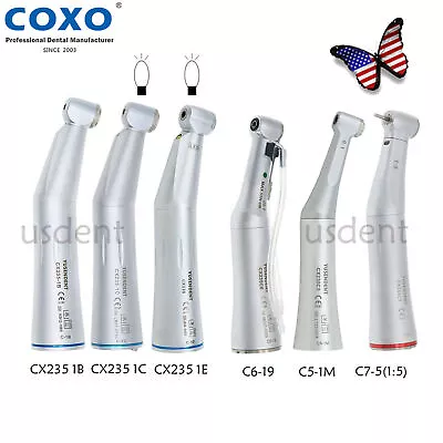 COXO Dental Fiber Optic LED Low Speed 6:1 20:1 Contra Angle Straight Handpiece • $67.99