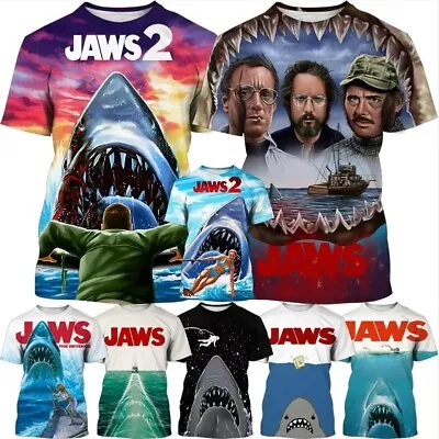 Horror Movie Jaws Shark 3D Print Women Men Short Sleeve T-shirt Tops Casual • £9.59