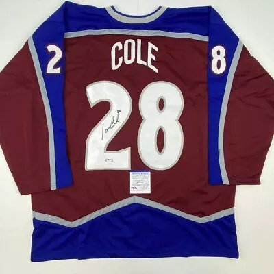 Autographed/Signed IAN COLE Colorado Maroon Hockey Jersey PSA/DNA COA Auto • $124.99