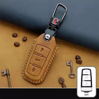 Real Leather Car Smart Remote Key Fob Case Cover Holder Bag For VW Passat B6 CC • $32.80