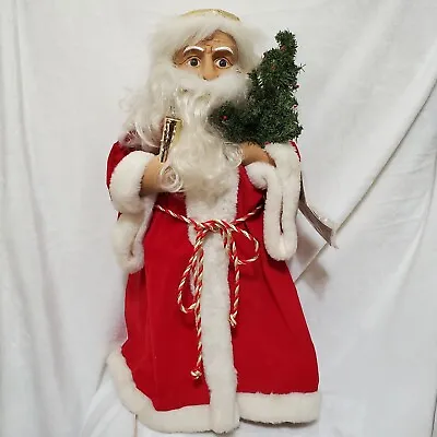 VTG 1991 Christmas TELCO MOTIONETTE ANIMATED 24  Santa Halo Candle & Berry Tree  • $35