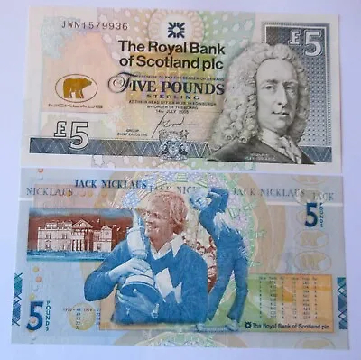 WORLD BANKNOTES(item1841)ROYAL BANK OF SCOTLAND 5 POUNDS JACK NICKLAUS P365 UNC • £12.85