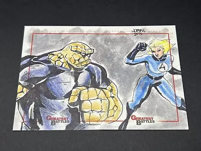 Marvel Greatest Battles Sketch Cards By JC Fabul The Thing Invincible Woman • $74.95