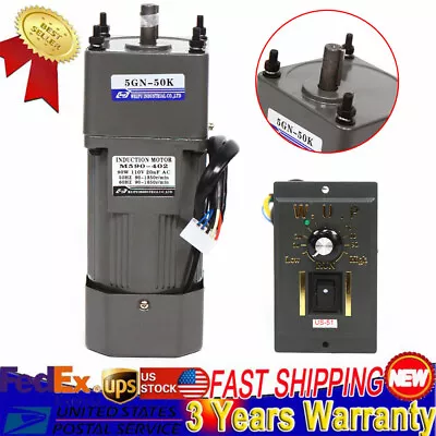 90W 50K AC Gear Motor Variable Speed Reducer Gearbox Speed Controller 0-27RPM US • $99