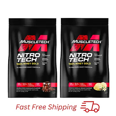 MuscleTech Nitro-tech 100% Whey Gold (10lbs) 4.54kg X2 BUNDLE SAVER DEAL • $221.81