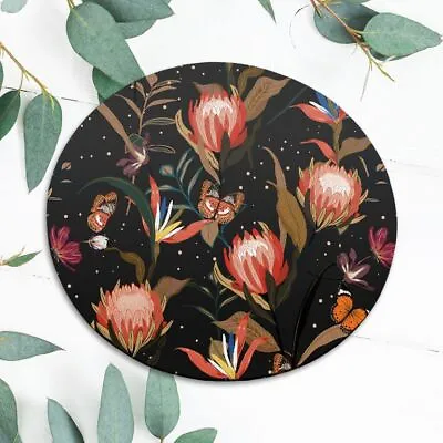 Vintage Flowers Butterfly Dark Mouse Pad Mat Office Desk Table Accessory Gift • $10.39