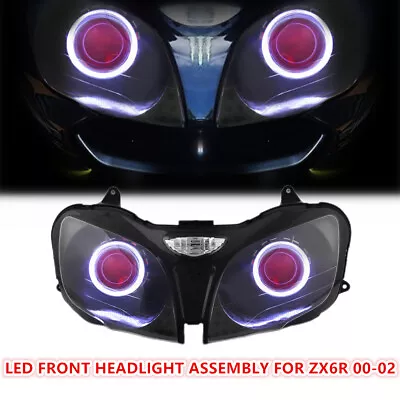 KT LED Angel Demon Eye Headlight Assembly For Kawasaki Ninja ZX-6R 2000-2002 Red • $508.22