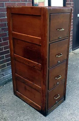 Edwardian Antique Art Deco Panelled Oak 4 Drawer Filing Cabinet Office Chest • £595