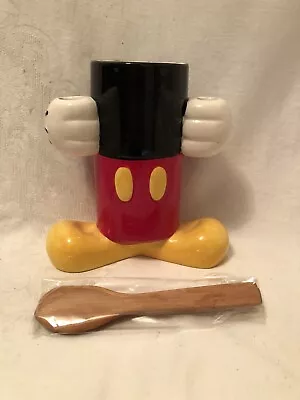 Disney Mickey Mouse Kitchen Utensil Holder  Ceramic  W/Original 2 Mini Spatulas • $38