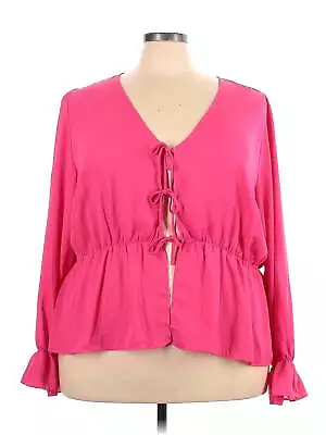 ELOQUII Women Pink Long Sleeve Blouse 26 Plus • $27.74
