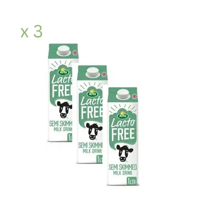 UHT Arla Lacto FREE Long Life Semi Skimmed Milk Drink British Milk 3 X 1 Litre • £12.95