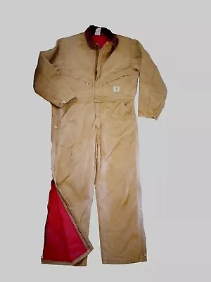 Vintage Carhartt Coveralls Insulated 996QZS Brown Quilt Lined Mens Size 44 Short • $69.90