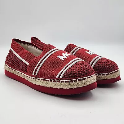 Michael Kors MK Logo Slip On Raya Espadrille Flats Shoes Red Womens Size 9M • $39.99