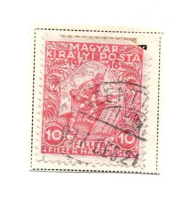 1916 Hungary Stamp Magyar Kir Posta 10f Soldier Rose Used SC: B53 Lightly Hinged • $1.69