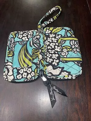 Vera Bradley Island Blooms All In One Wristlet Teal Lime White Black 6  X 3.5  • $8.21