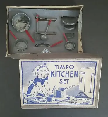 Vintage Dollhouse Doll Miniature Timpo Toy Kitchen Set In Box England 30s • $25.20