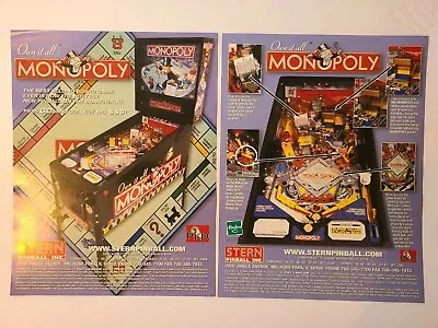 PAIR 2~Stern  Monopoly ~FACTORY ORIGINAL 2 Sided PINBALL FLYERS~Excellent Cond. • $12.50
