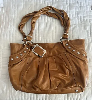 B Makowsky Bag Leather Brown Silver Hardware Slouchy Shoulder Bag • $35