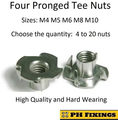 £2.85 • Buy Four Pronged Tee Nuts M4 M5 M6 M8 M10 Weld Nut Different Lengths 4 T Nuts Wood