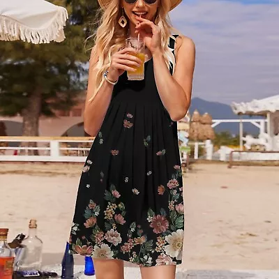 Sexy Formal Dresses For Women Women Summer Casual Sleeveless Floral Print Crew • $37.35