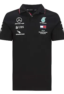 Mercedes AMG Petronas F1 Team Polo Shirt Black Men's. Size Large. • £29.95