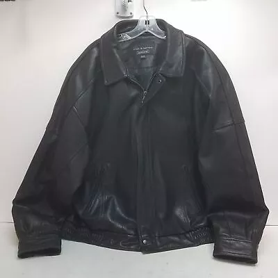 Men's Croft & Barrow XXL Black Genuine Leather Jacket • $6.99