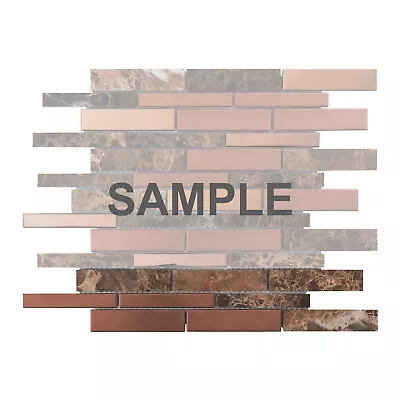 $3.99 • Buy Rose Gold Satin Copper Stainless Steel Emperador Stone Mosaic Tile Backsplash