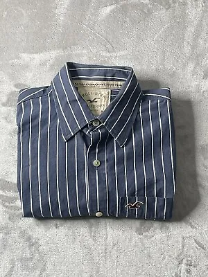 Hollister Shirt Mens Size Medium Gray Long Sleeve With Stripes Casual Button Up • $13.99