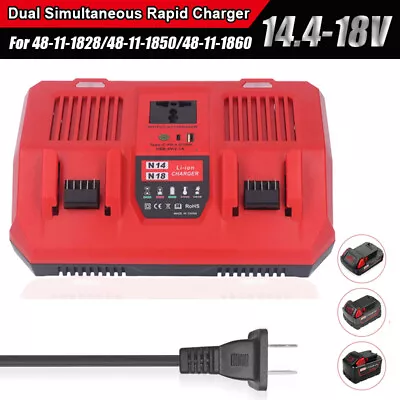 Dual Charger For Milwaukee For M18 Dual Bay Simultaneous Rapid Charger M18B9 NEW • $32.96