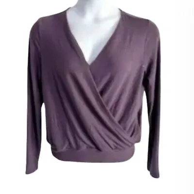 Michael Stars Plum Purple Surplice V-Neck Long Sleeve Knit Top Size Large • $24