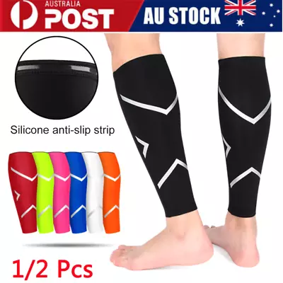 1/2PCS Compression Calf Sleeve Leg Brace Support Pain Relief Gym Running Socks • $14.10