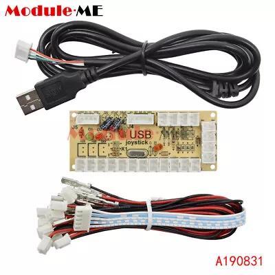 USB Encoder Zero Delay Arcade PC To Joystick MAME 5Pin Sanwa Push Button Cable • £2.99