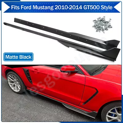 For 2010-2014 Ford Mustang GT500 Style Side Skirts Extension Lip Matte Black ABS • $125.85