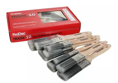 10 X Prodec Premier Trade Paint Brush Set Synthetic Brushes DIY Set • £14.95