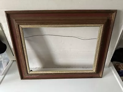 Antique Vintage Ornate Oak Worm Wood Picture Frame Fits 10 1/2” X 14 1/2” • $45