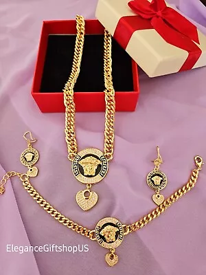 Gold Plated NO TARNISH Necklace Set Dubai Gold Jewelry African Jewelry  MEDUSA • $66.99
