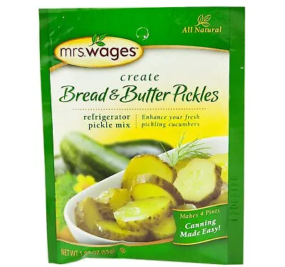 Mrs. Wages Refrigerator Bread & Butter Pickle Seasoning Mix 1.94 Oz. Packets • £14.42