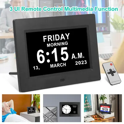 7  Digital Day Calendar Alarm Clock For Memory Loss Seniors Dementia Elderly UK • £28