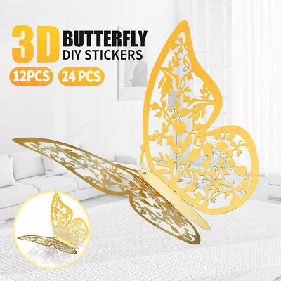 $3.39 • Buy 12/24x 3D Butterfly Wall Decals Stickers Removable Kids Nursery Decoration
