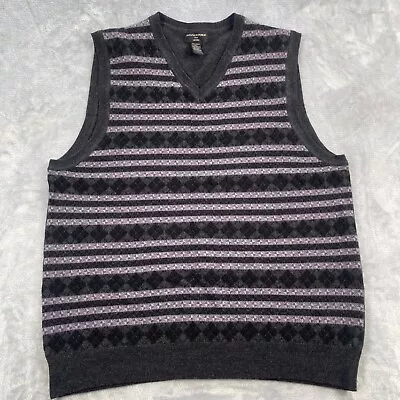 Banana Republic Sweater Vest Mens Large 100% Merino Wool Gray Purple Argyle • $29.99