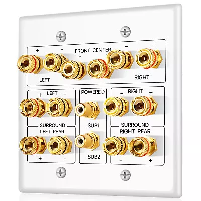 Home Theater Speaker Wall Plate Outlet 7.2 7.1 Banana Plug Binding Post RCA LFE • $33.99